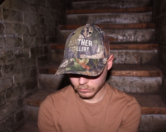 Camo hat with gold lettering